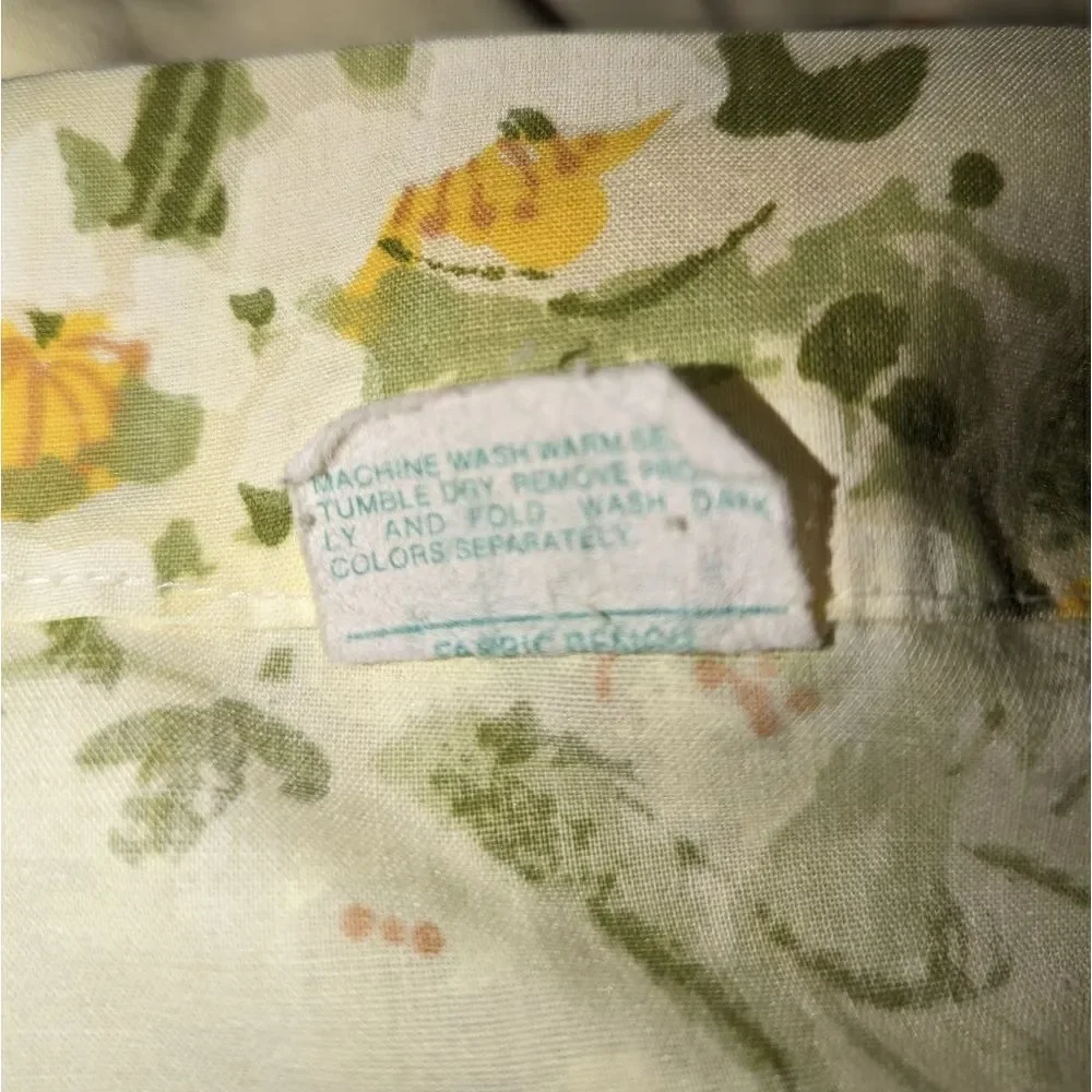 Vintage yellow bird and‎ floral print full sheet set